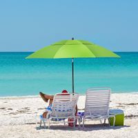 Outsunny Sonnenschirm, Ø185 cm Strandschirm mit UV-Schutz, Doppeldach