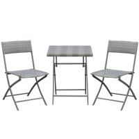 Outsunny Polyrattan 3 tlg. Bistroset Sitzgruppe Rattan Gartenmöbel Set Garnitur