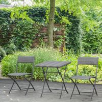 Outsunny Polyrattan 3 tlg. Bistroset Sitzgruppe Rattan Gartenmöbel Set Garnitur