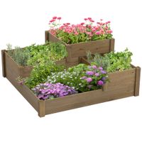 Outsunny Hochbeet Gemüsebeet Blumenkasten mit 3 Stufen