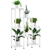 Outsunny Pflanzenständer mit 7 Ablagen  Blumenregal Balkon Belastung bis 2kg (jede Ebene) Weiß