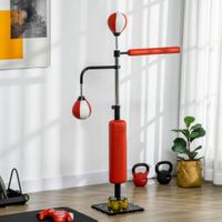 SPORTNOW Boxstand 140-205cm Boxsack mit Speedbällen Reflexstange Saugnapf-Basis