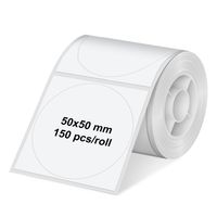 Etikettenrolle für Etikettendrucker OLYMPIA PM220, weiss, rund, 50×50mm, 150 Stück
