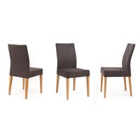 4er Set Polsterstuhl Olomouc Eiche Natur lackiert Dunkelbraun