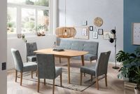 4er Set Polsterstuhl Ostrava Eiche Natur lackiert Iceberg Green