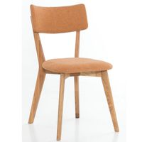 4er Set Polsterstuhl Prag Eiche geölt Massivholz Orange