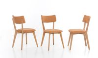 4er Set Polsterstuhl Prag Eiche geölt Massivholz Orange