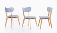 4er Set Polsterstuhl Prag Kernbuche geölt Hellblau