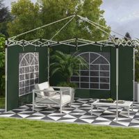 2er-Set Seitenteile für Pavillon 3x3/3x6 m, Seitenwand mit Fenster Grün