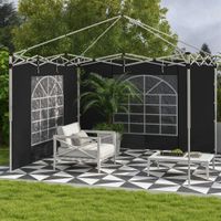 Outsunny 2er-Set Seitenteile für Pavillon 3x3/3x6 m, Seitenwand mit Fenster