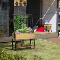 Hochbeet mit Rankgitter, Ablage, Pflanzkübel mit Innenverkleidung für Terrasse