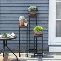 Outsunny 3-teiliges Set Pflanzenständer Stapelbarer Blumenhocker Blumentopfhalter Platzsparender
