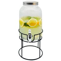 Adler AD 6742 Getränkespender – Glas 4 L mit Ständer & Ersatzhahn, Rillendesign