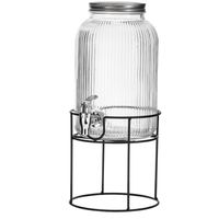 Adler AD 6742 Getränkespender – Glas 4 L mit Ständer & Ersatzhahn, Rillendesign