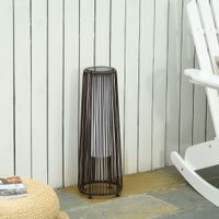 Outsunny Solarlampe, Rattan Solarleuchte LED Gartenleuchte mit Lichtsensor