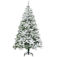 HOMCOM Künstlicher Weihnachtsbaum, 180 cm Christbaum mit Kunstschnee, Indoor
