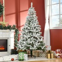HOMCOM Künstlicher Weihnachtsbaum, 180 cm Christbaum mit Kunstschnee, Indoor
