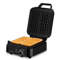 Kompakter Waffelmaker GFX420, 1200 W Leistung, antihaftbeschichtete Platten, Schwarz