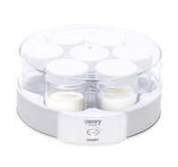 Camry CR 4519 Joghurtmaker mit 7 Glasgefäßen und Schraubdeckel - Weiß/Silber