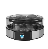 Adler AD 4476 Joghurtmaker mit 7 Glasgefäßen und Schraubdeckel - Schwarz/Silber