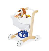 Pinolino Erna Einkaufswagen – Holzspielzeug mit Stoffkorb & Rädern in Weiß