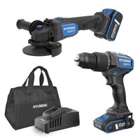 Akku- Schlagbohrschrauber + Winkelschleifer 20V Werkzeugset S02-FTB 4 tlg.