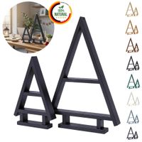 2er SET Holz Weihnachtsbaum Tannen Baum Weihnachtsdekoration aus Holz - Schwarz