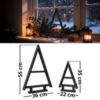 2er SET Holz Weihnachtsbaum Tannen Baum Weihnachtsdekoration aus Holz - Schwarz