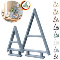 2er SET Holz Weihnachtsbaum Tannen Baum Weihnachtsdekoration aus Holz Grau