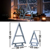 2er SET Holz Weihnachtsbaum Tannen Baum Weihnachtsdekoration aus Holz Grau