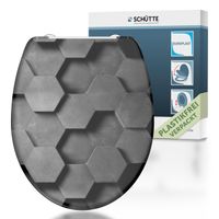 Duroplast WC-Sitz GREY HEXAGONS, mit Absenkautomatik und Schnellverschluss