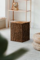 Sitzhocker aus Wellpappe mit Digitaldruck, ca. 33 x 44 x 33 cm - Holzstamm