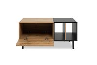 Couchtisch mit 2 offenen Fächern und 1 Klappe, ca. 100 x 46,5 x 55 cm - Schwarz/Artisan Eiche