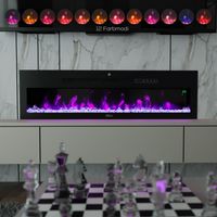 Elektrokamin, Panorama Schwarz LED, 900/1800W, dimmbar, App-Steuerung, Fernbedienung, Zubehör,127cm