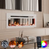 Elektrokamin, Panorama Weiß LED, 900/1800W, dimmbar, App-Steuerung, Fernbedienung, Zubehör, 92cm