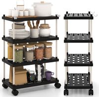 4-stöckiger, schmaler Aufbewahrungswagen, Allzweckwagen mit feststellbaren Rädern