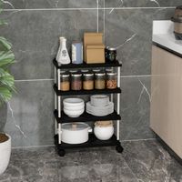 4-stöckiger, schmaler Aufbewahrungswagen, Allzweckwagen mit feststellbaren Rädern