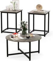 3er Set Couchtisch, Beistelltisch Metallrahmen