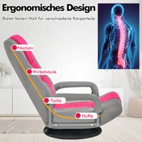 Bodenstuhl 360° drehbar, Bodensessel mit 6-Fach Verstellbarer Rückenlehne