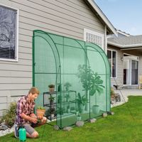 Foliengewächshaus mit Blumenregal, Gewächshaus Treibhaus mit 2 aufrollbaren Türen