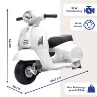 Vespa Kinder Elektrofahrzeug weiß, Elektro Motorrad für Kinder ab 18 Monate