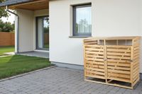 2er Mülltonnenbox lackiert aus Holz, wasserfest, ca. 145 x 92 x 122 cm - Hellbraun