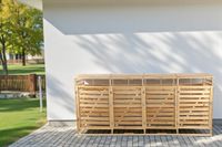 4er Mülltonnenbox lackiert aus Holz, wasserfest, ca. 290 x 92 x 122 cm - Hellbraun