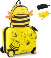 2tlg Kinderkoffer + Rucksack, Kindertrolley mit Rollen und wasserdichter Hartschale