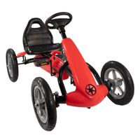 Go Kart Tretfahrzeug rot, Kinderfahrzeug ab 5 Jahre, Tretauto mit Leerlauf