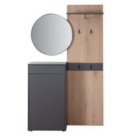 Kompaktgarderobe "Salon" mit Stauraum, Basalt Grau mit Artisan Eiche