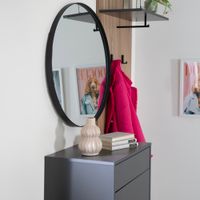 Kompaktgarderobe "Salon" mit Stauraum, Basalt Grau mit Artisan Eiche