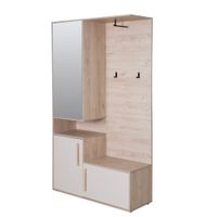 Kompaktgarderobe "Entry" mit  Stauraum und Kleiderhaken, Cashmere Weiß und Kastanien Dekor