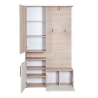 Kompaktgarderobe "Entry" mit  Stauraum und Kleiderhaken, Cashmere Weiß und Kastanien Dekor