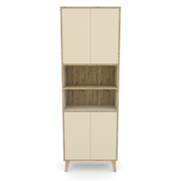 Badschrank MORENA mit 4 Türen und 2 offenen Fächern, Cashmere/Eiche